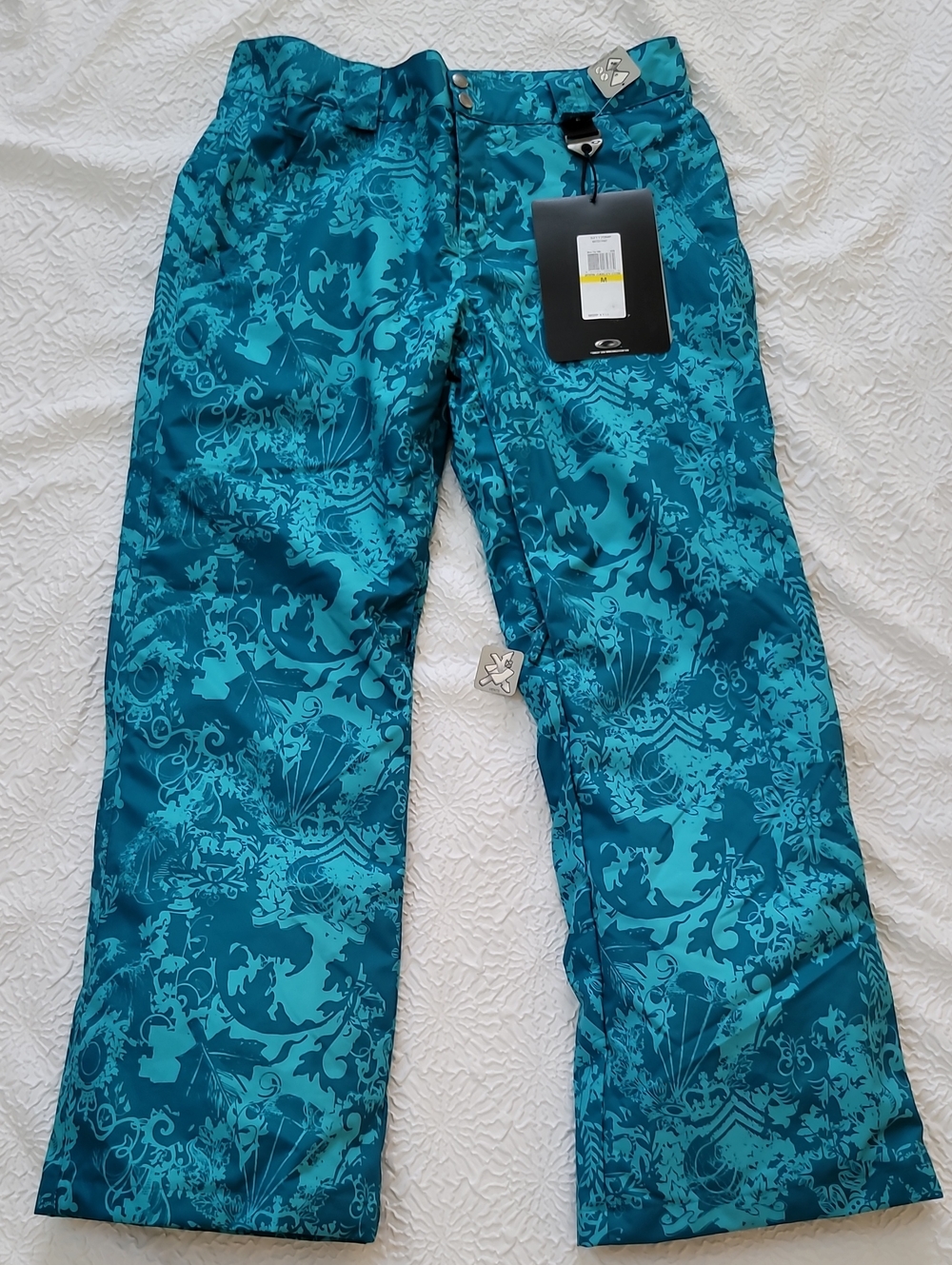 Oakley Womens Floral Teal Ski Snowboard Pants, Size M,
